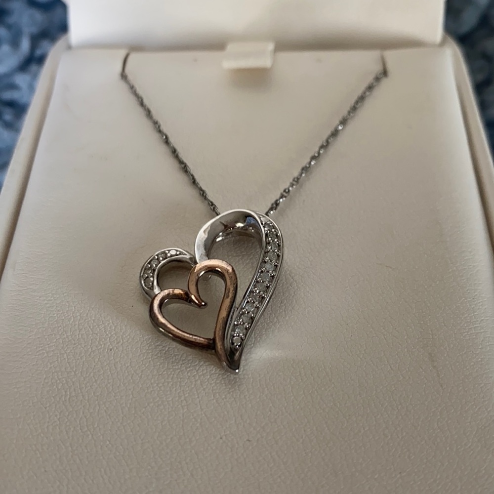Diamond Double Heart Pendant Necklace